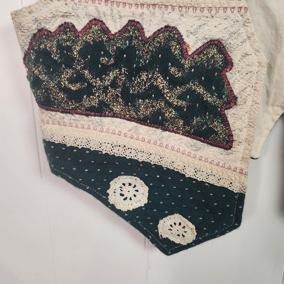 Vintage Handmade Patchwork Winter Snowman Christmas Vest 90s 1990s Size Medium - Picture 5 of 9